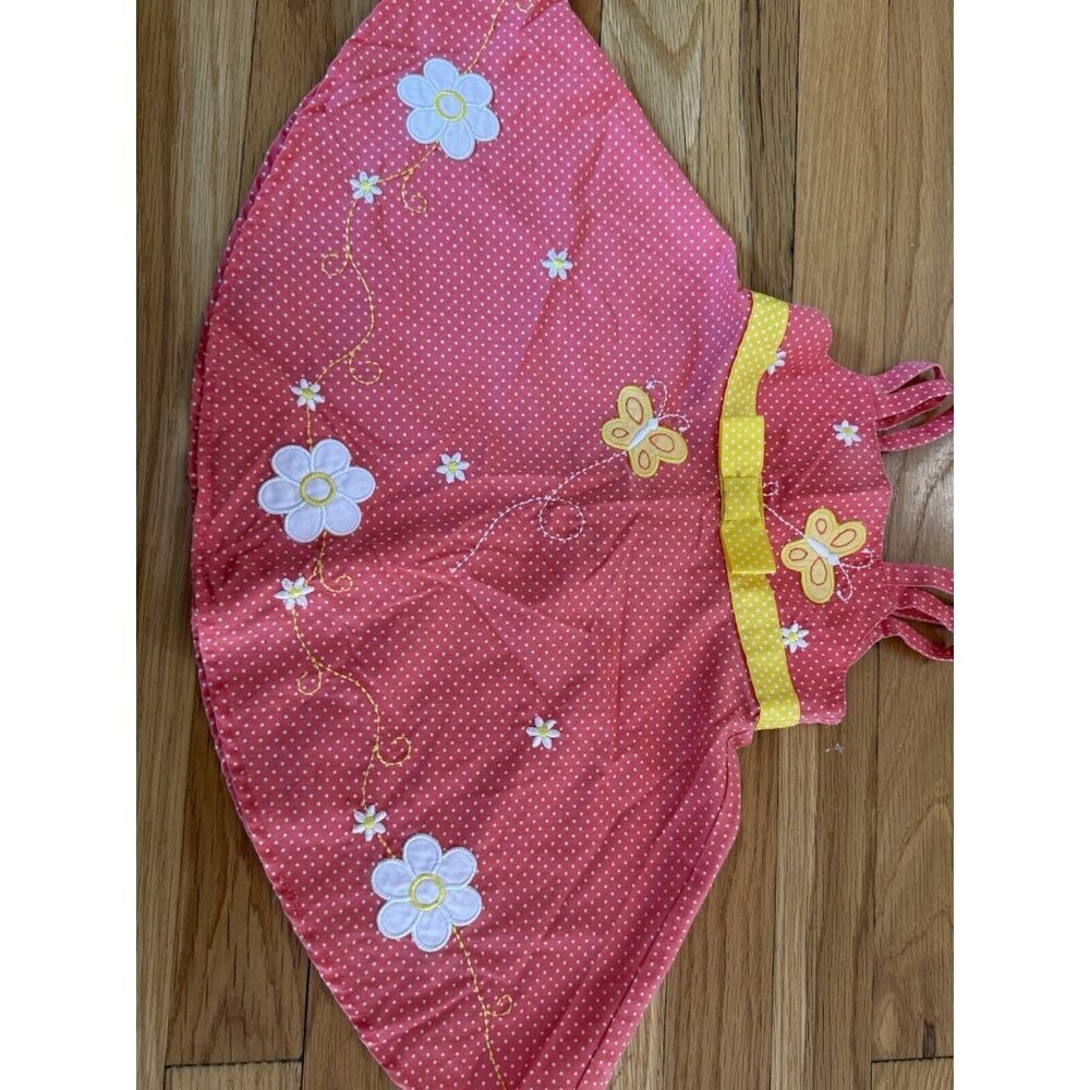 BLUEBERI BOULEVARD 12 Months Girls Sundress Coral w/ Flowers & Butterflies EUC‌ - Picture 6 of 9